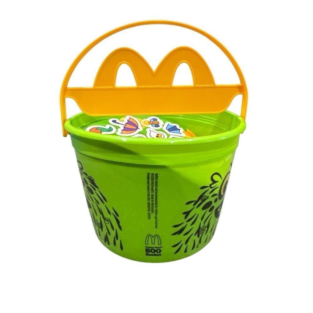 2024 McDonalds Halloween‎ Happy Meal Boo Bucket Green Monster Pail w/ Stickers
